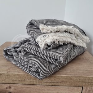 Cotton blanket "Eglutė" dark grey